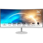 MSI PRO MP341CQWDE Ultrawide VA Curved Gaming Monitor 34 QHD 3440x1440 με Χρόνο Απόκρισης 4ms GTG Λευκό