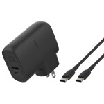 Belkin Φορτιστής με Θύρα USB-A και Θύρα USB-C και Καλώδιο USB-C - USB-C 25W Power Delivery Μαύρος BOOST Charge Hybrid Dual Charger Power Bank 5K