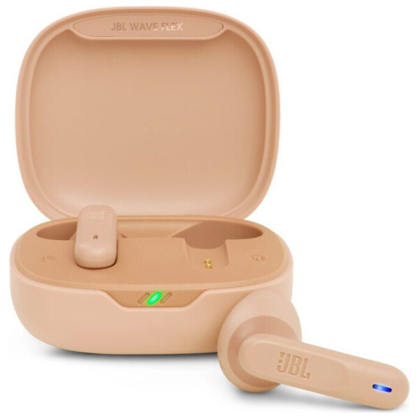 JBL Wave Flex Earbud Bluetooth Handsfree Ακουστικά με Αντοχή στον Ιδρώτα και Θήκη Φόρτισης Μπεζ
