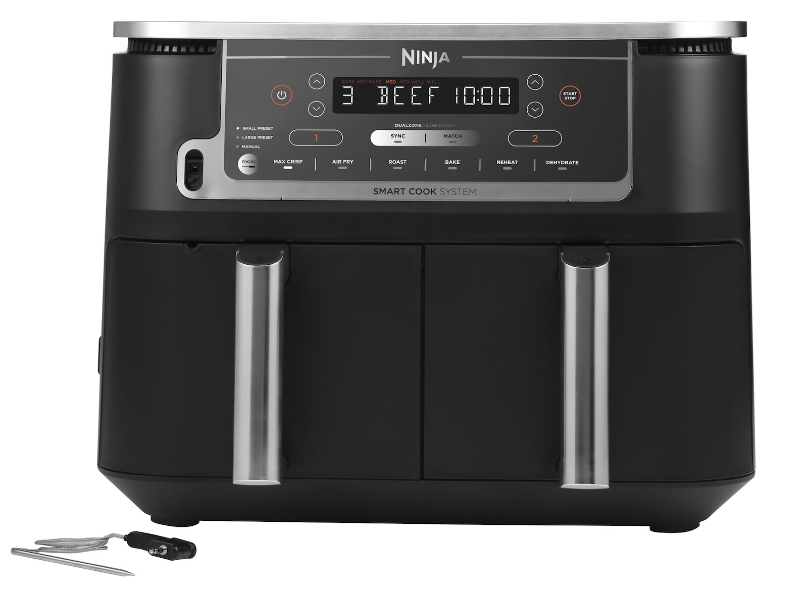 Ninja Foodi MAX Dual Zone Air Fryer με Διπλό Αποσπώμενο Κάδο 9.5lt Μαύρο