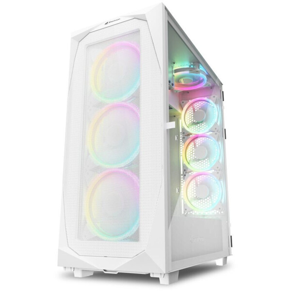 Sharkoon REV300 Gaming Full Tower Κουτί Υπολογιστή με Πλαϊνό Παράθυρο και RGB Φωτισμό Λευκό