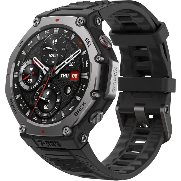Amazfit T-Rex 3 Stainless Steel 48mm Αδιάβροχο Smartwatch με Παλμογράφο Onyx