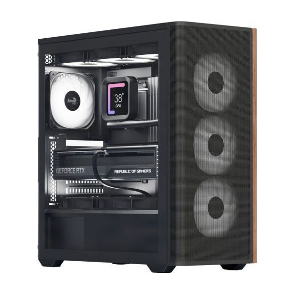 Aerocool D501A V2 Gaming Midi Tower Κουτί Υπολογιστή με Πλαϊνό Παράθυρο και RGB Φωτισμό Μαύρο