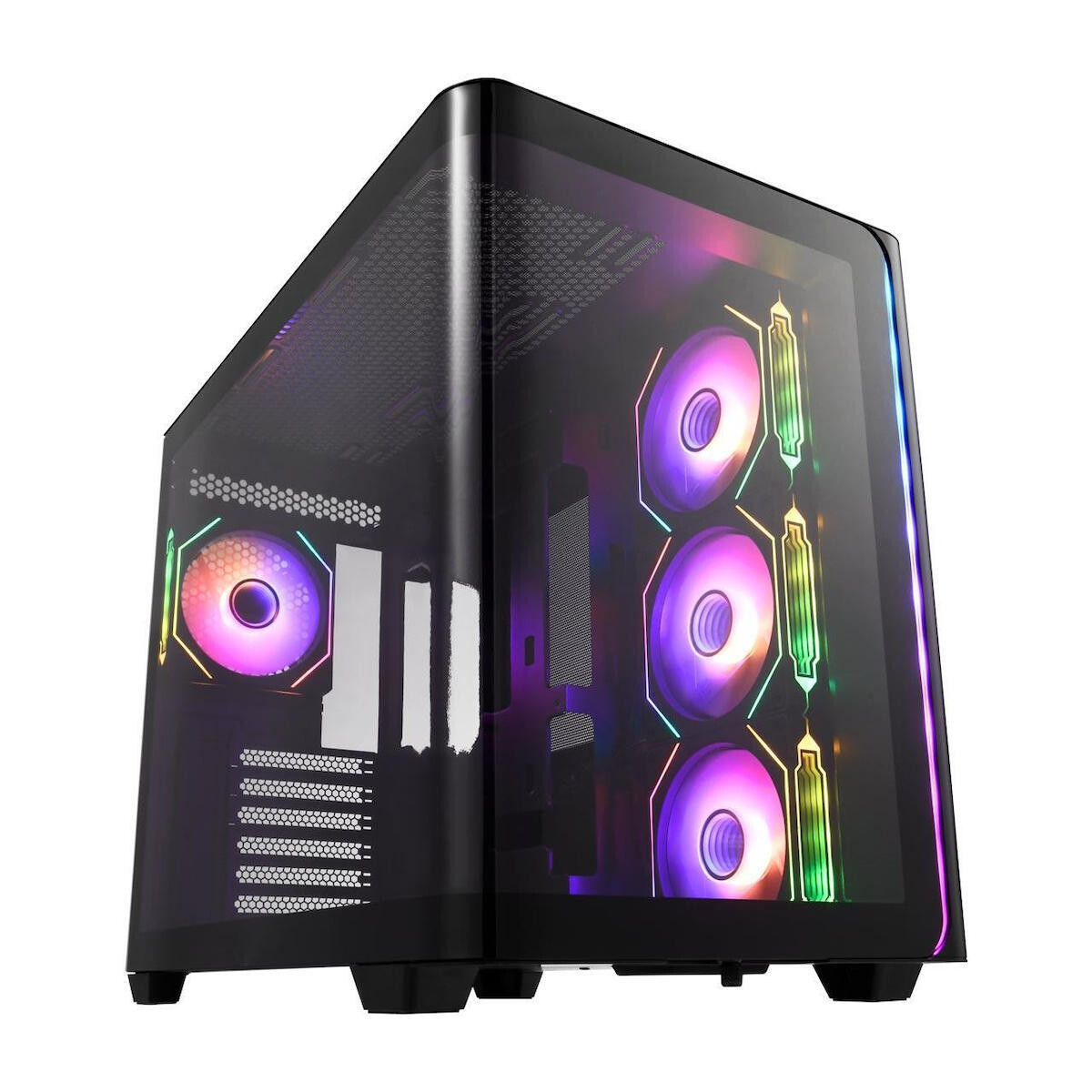 FSP/Fortron M580 Gaming Midi Tower Κουτί Υπολογιστή με Πλαϊνό Παράθυρο και RGB Φωτισμό Μαύρο