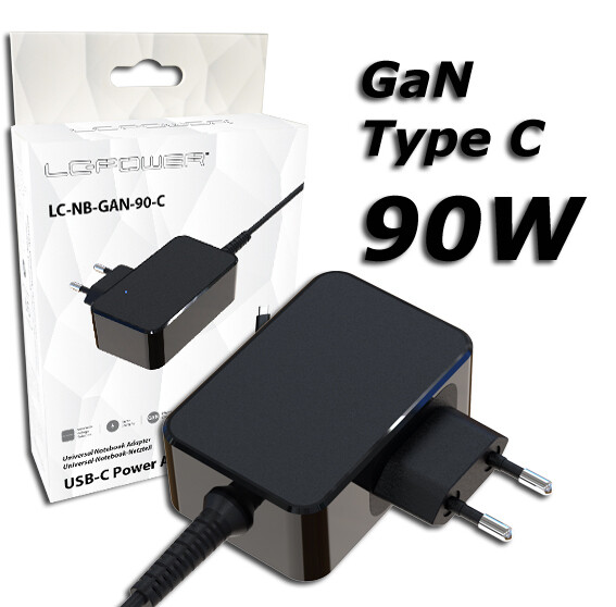 LC-Power USB-C Φορτιστής Laptop 90W 20V 4.5A Κωδικός LC-NB-GAN-90-C