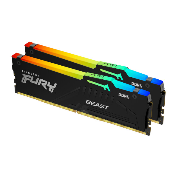 Kingston Fury Beast RGB DDR5 64GB RAM με 2x32GB Modules και Ταχύτητα 6400 για Desktop Κωδικός KF564C32BBEAK2-64