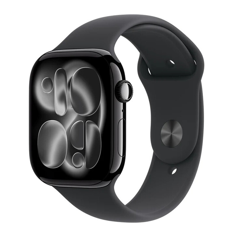 Apple Watch Series 11 Aluminium 46mm Αδιάβροχο με Παλμογράφο Jet Black Aluminium Case with Black Sport Band - M/L