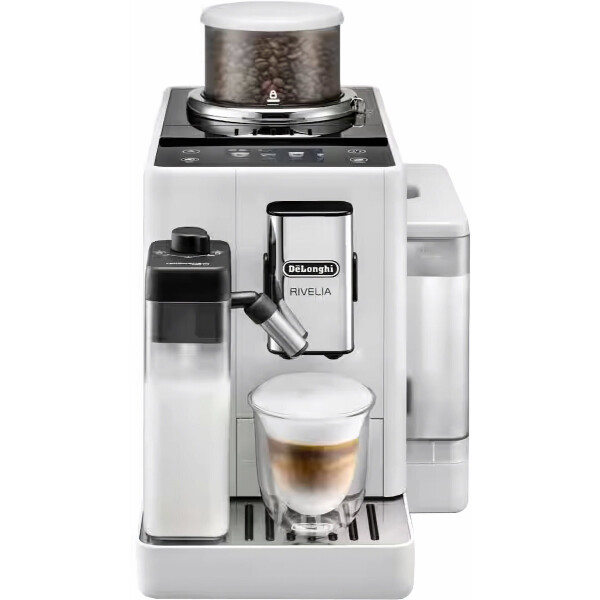 DeLonghi Rivelia Αυτόματη Μηχανή Espresso 1450W Πίεσης 19bar για Cappuccino με Μύλο Άλεσης Λευκή