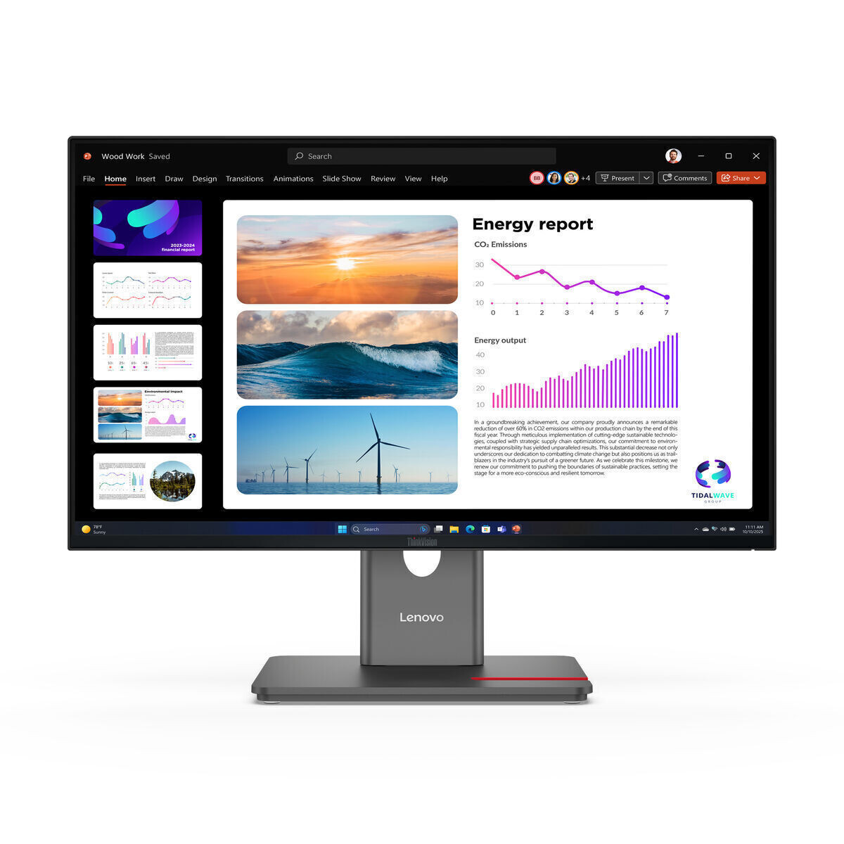 Lenovo ThinkVision P24Q-40 IPS Monitor 23.8 QHD 2560x1440 με Χρόνο Απόκρισης 6ms GTG