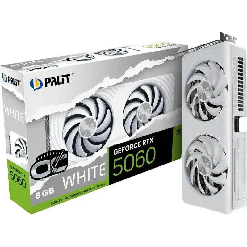 Palit GeForce RTX 5060 8GB GDDR7 White OC Κάρτα Γραφικών Κωδικός NE75060U19P1-GB2063M