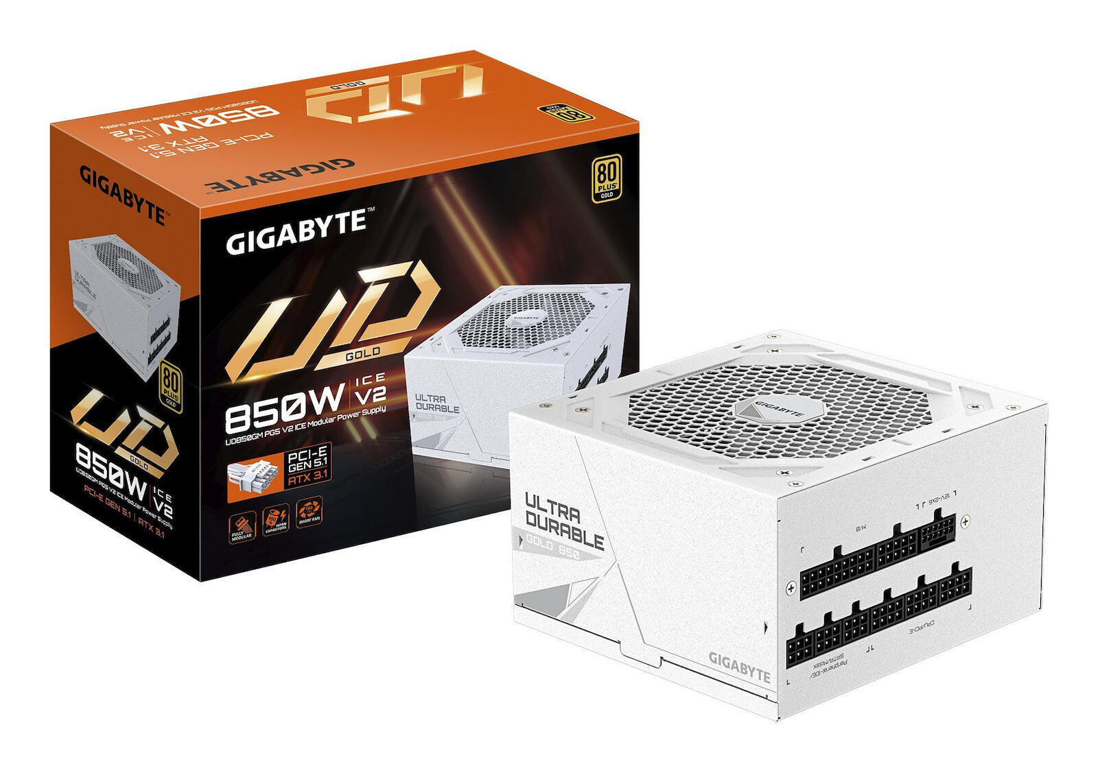 Gigabyte UD850GM PG5 V2 ICE 850W Μαύρο Τροφοδοτικό Υπολογιστή Full Modular 80 Plus Gold