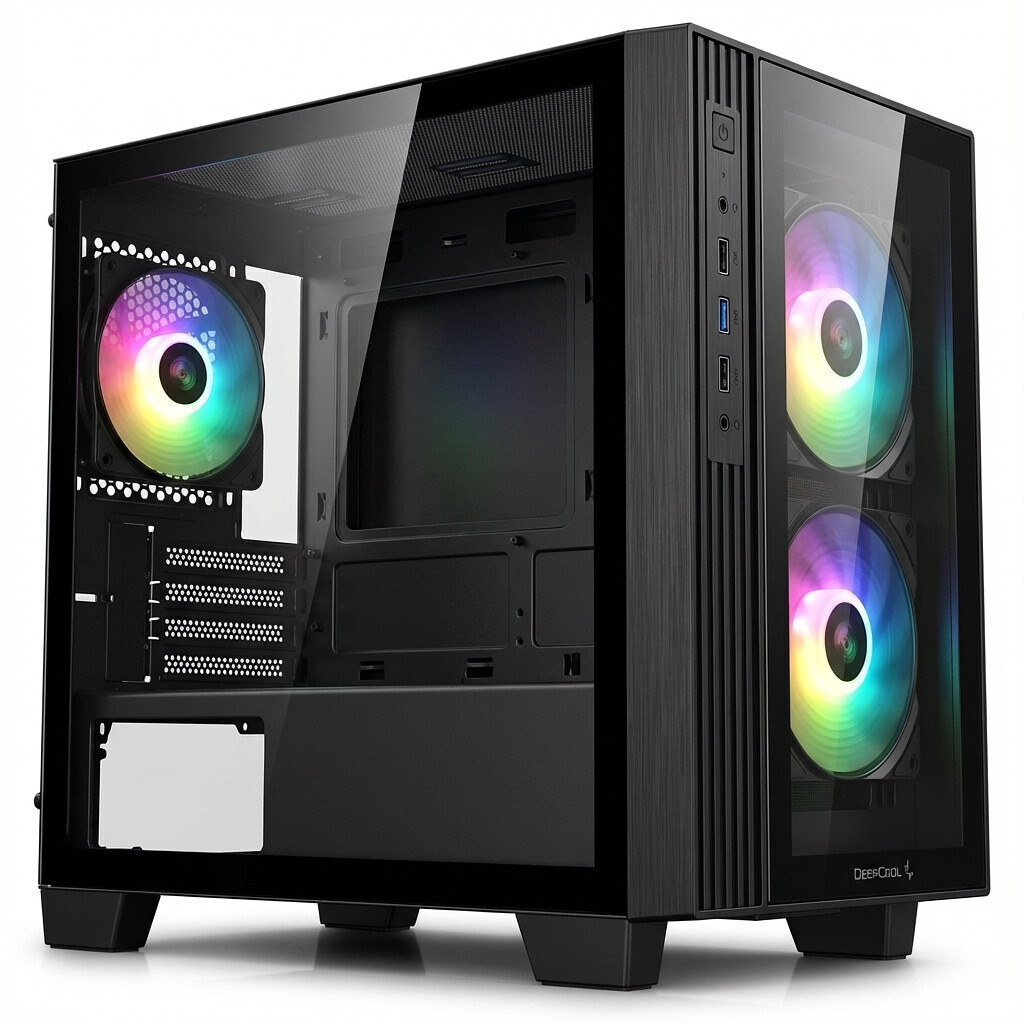 Deepcool CG330 3F Gaming Mini Tower Κουτί Υπολογιστή με Πλαϊνό Παράθυρο και ARGB Φωτισμό Μαύρο