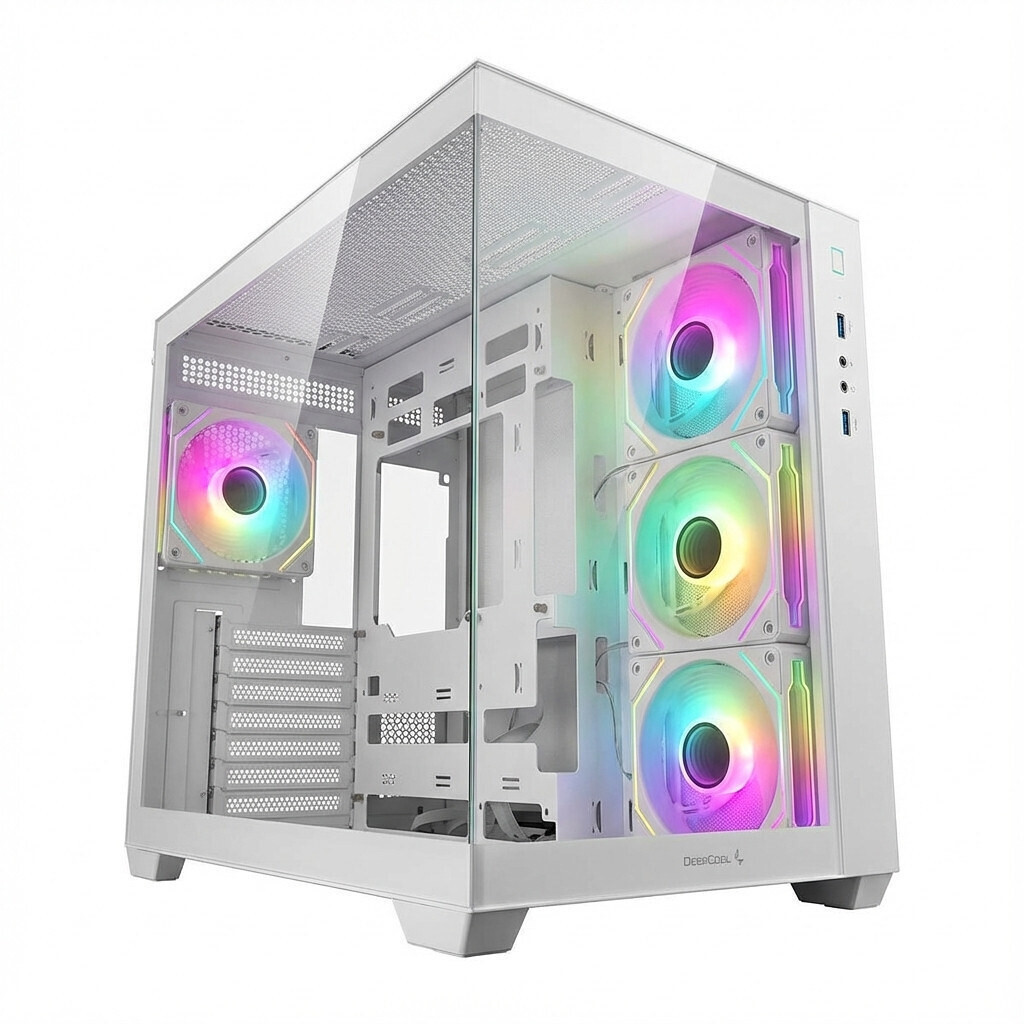 Deepcool CG530U 4F Gaming Midi Tower Κουτί Υπολογιστή με Πλαϊνό Παράθυρο και ARGB Φωτισμό Λευκό