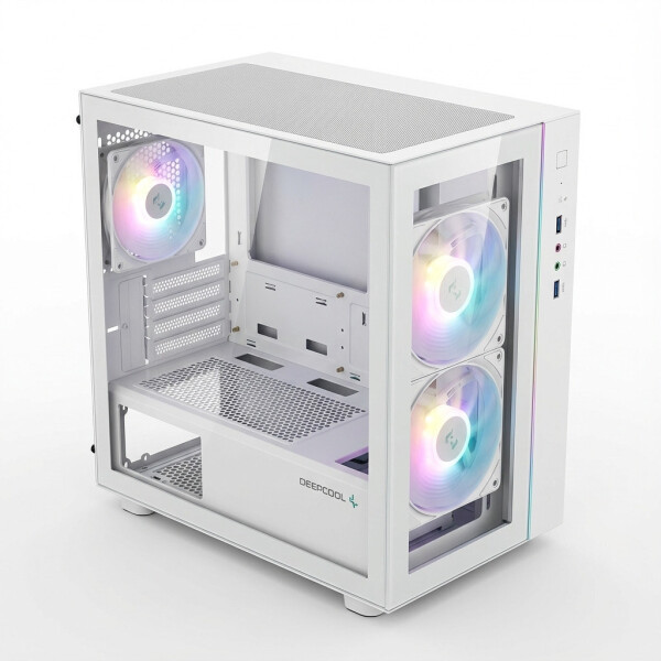Deepcool CG330 3F Gaming Mini Tower Κουτί Υπολογιστή με Πλαϊνό Παράθυρο και ARGB Φωτισμό Λευκό