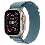Apple Watch Ultra 3 Titanium 49mm Αδιάβροχο με eSIM και Παλμογράφο Natural Titanium Case with Light Blue Alpine Loop - Medium