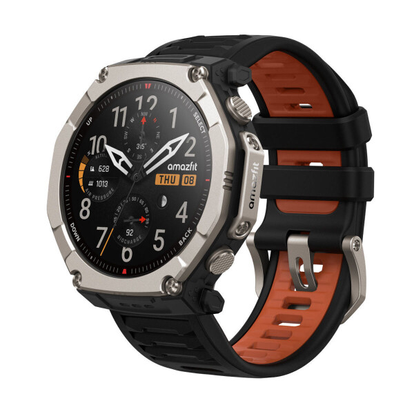 Amazfit T-Rex Ultra 2 Titanium 51mm Αδιάβροχο Smartwatch με Παλμογράφο Μαύρο
