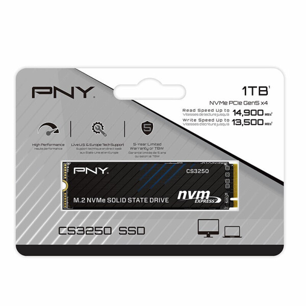 PNY CS3250 SSD 1TB τύπου M.2 με σύνδεση PCI Express 5.0 PS5 Compatible M280CS3250-1TB-TB