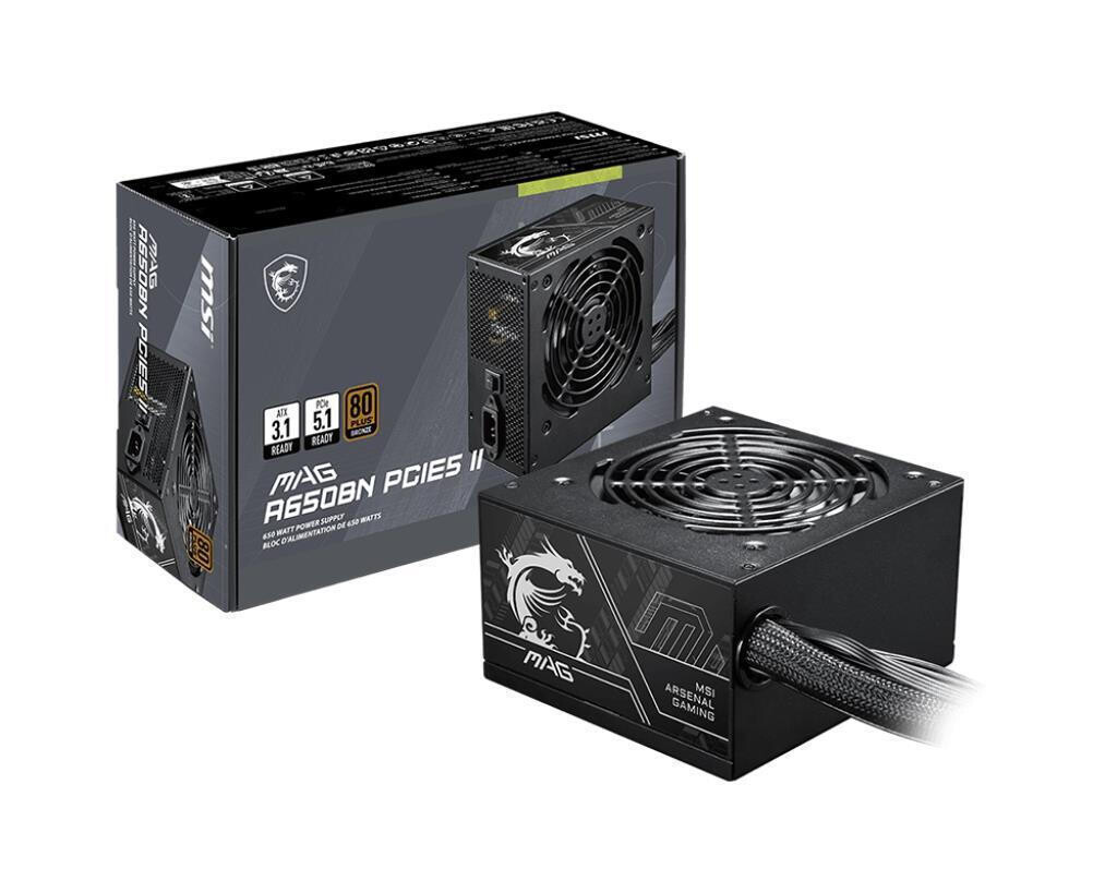 MSI MAG A650BN PCIE5 II 650W Μαύρο Τροφοδοτικό Υπολογιστή Full Wired 80 Plus Bronze