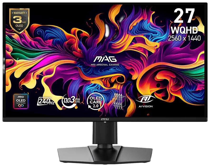 MSI MAG 274QP QD-OLED X24 QD-OLED HDR Monitor 26.5 QHD 2560x1440 240Hz με Χρόνο Απόκρισης 0.03ms GTG