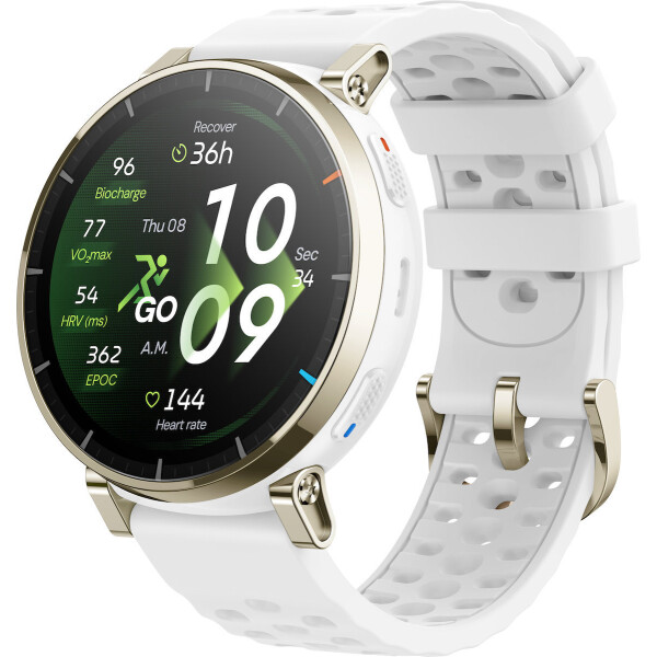 Amazfit Active 3 Premium Stainless Steel 45mm Αδιάβροχο Smartwatch με SIM και Παλμογράφο Λευκό