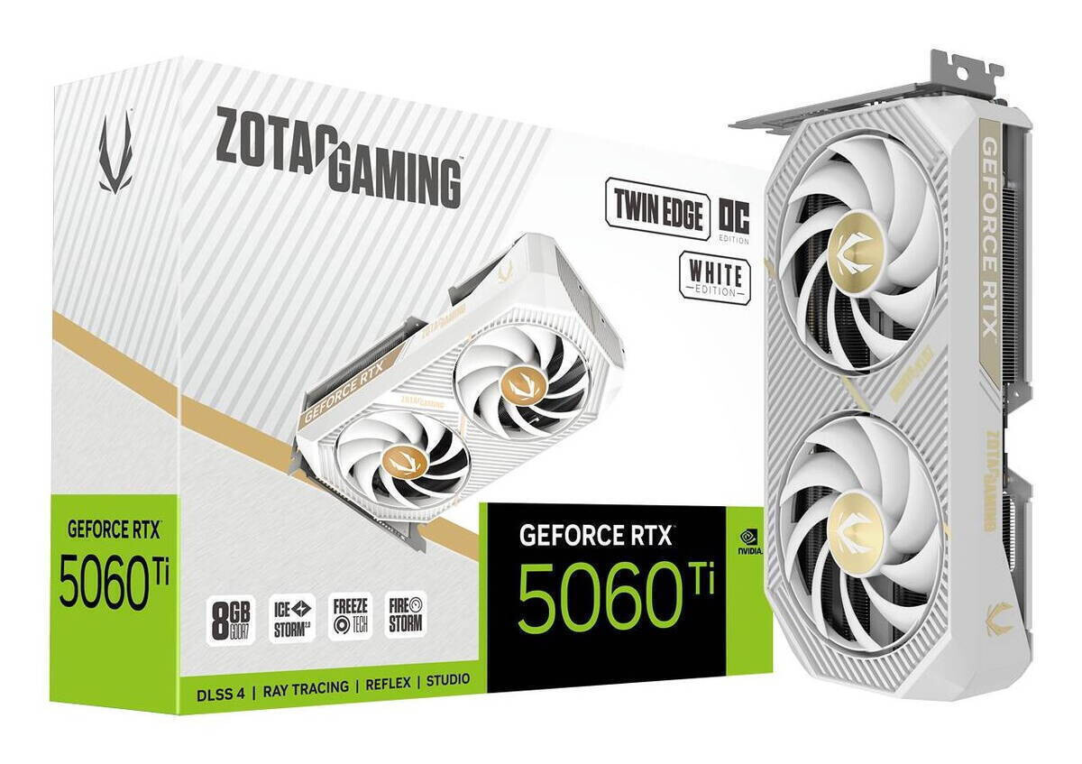 Zotac GeForce RTX 5060 Ti 8GB GDDR7 Twin Edge OC White Edition Κάρτα Γραφικών Κωδικός ZT-B50610Q-10M