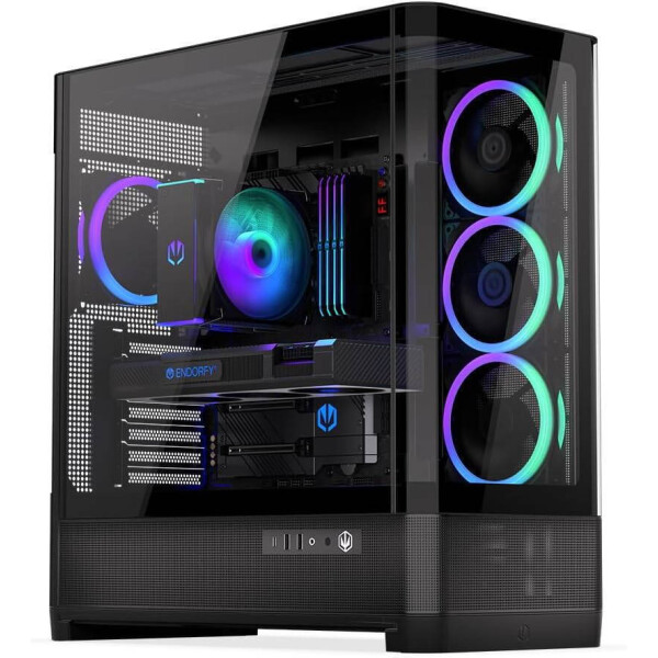 Endorfy Aquarius 8000 Corona Gaming Midi Tower Κουτί Υπολογιστή με Πλαϊνό Παράθυρο και ARGB Φωτισμό Μαύρο