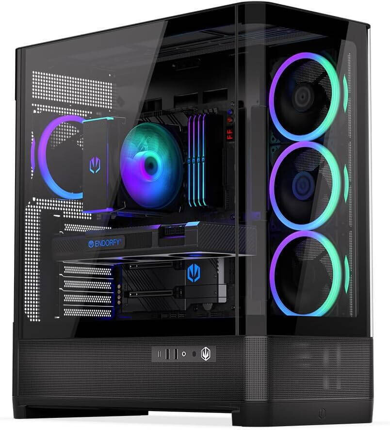 Endorfy Aquarius 8000 Corona Gaming Midi Tower Κουτί Υπολογιστή με Πλαϊνό Παράθυρο και ARGB Φωτισμό Μαύρο