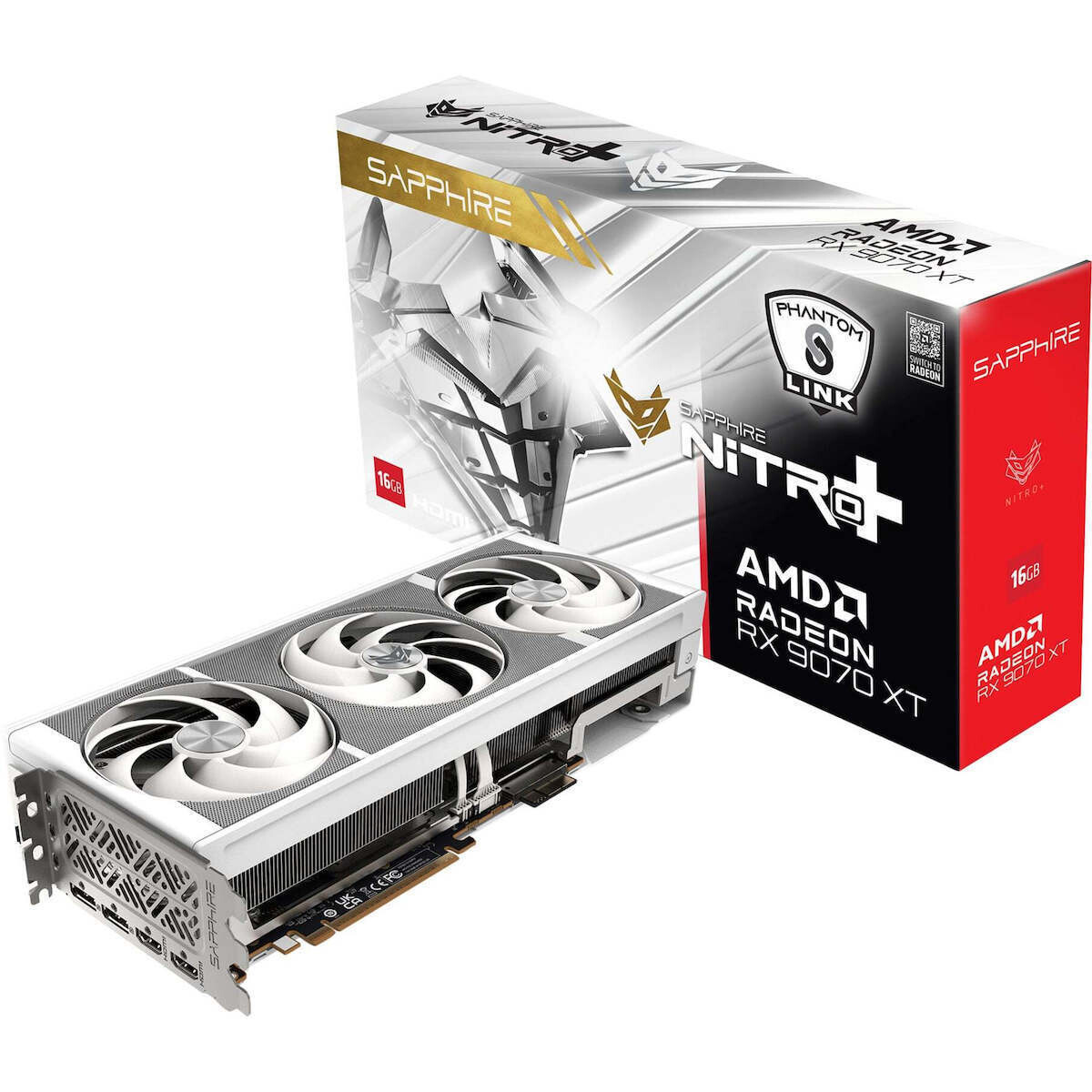 Sapphire Radeon RX 9070 XT 16GB GDDR6 Nitro Phantom Link Polar OC Κάρτα Γραφικών