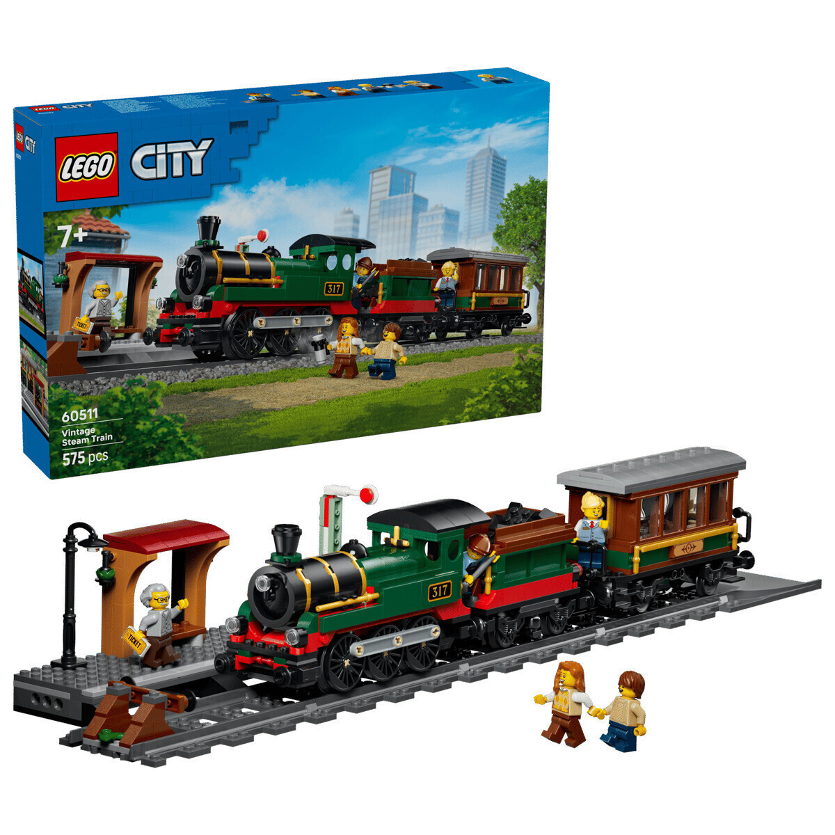 LEGO City Retro Steam Locomotive Train για 7 Ετών 575τμχ Κωδικός 60511