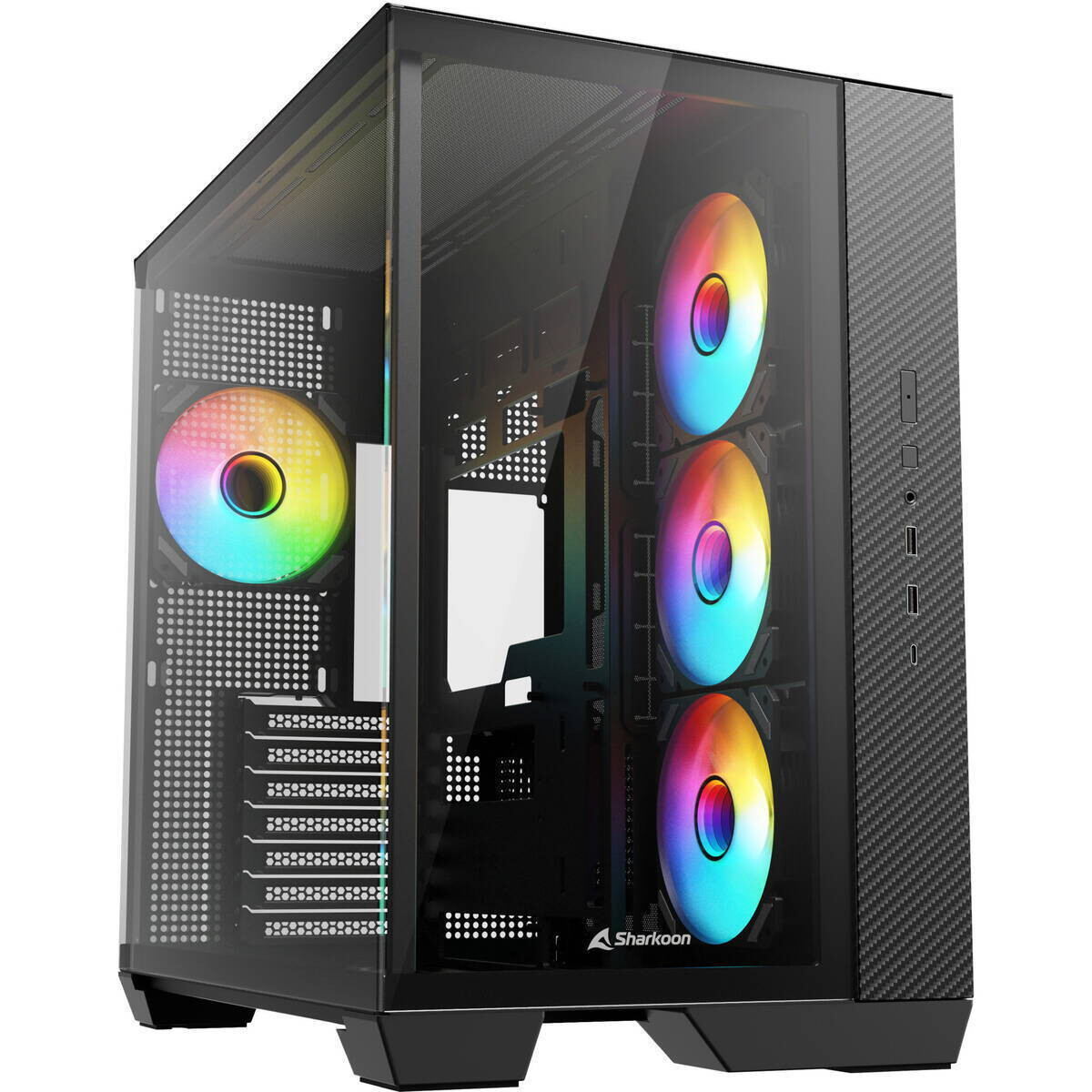 Sharkoon Steel Shark Gaming Midi Tower Κουτί Υπολογιστή με Πλαϊνό Παράθυρο και ARGB Φωτισμό Μαύρο