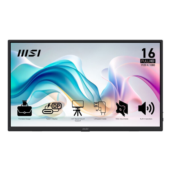 MSI PRO MP165 E6 IPS Φορητό Monitor 15.6 FHD 1920x1080 με Χρόνο Απόκρισης 4ms GTG