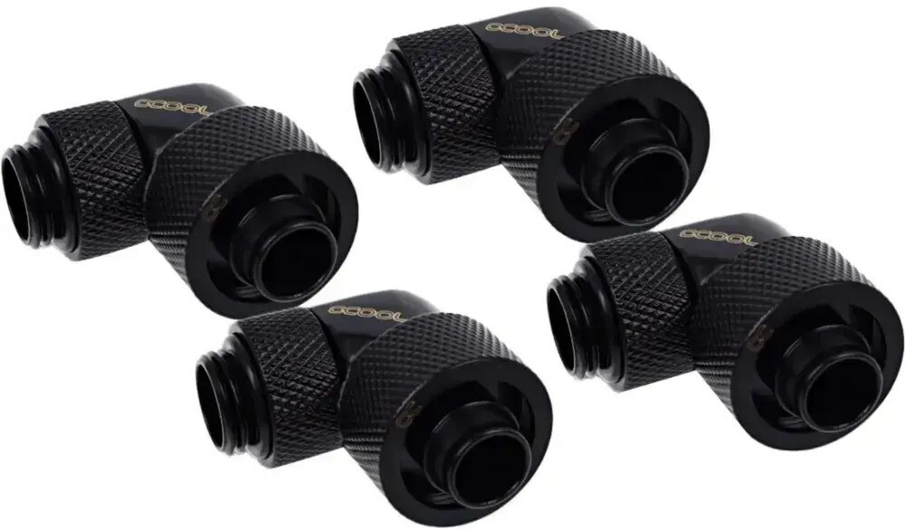 Alphacool Alphacool Eiszapfen 16/10mm Screw-in Fitting 90 Rotatable G1/4 Black Connection Soft Tubing Pvc Silicone Neoprene
